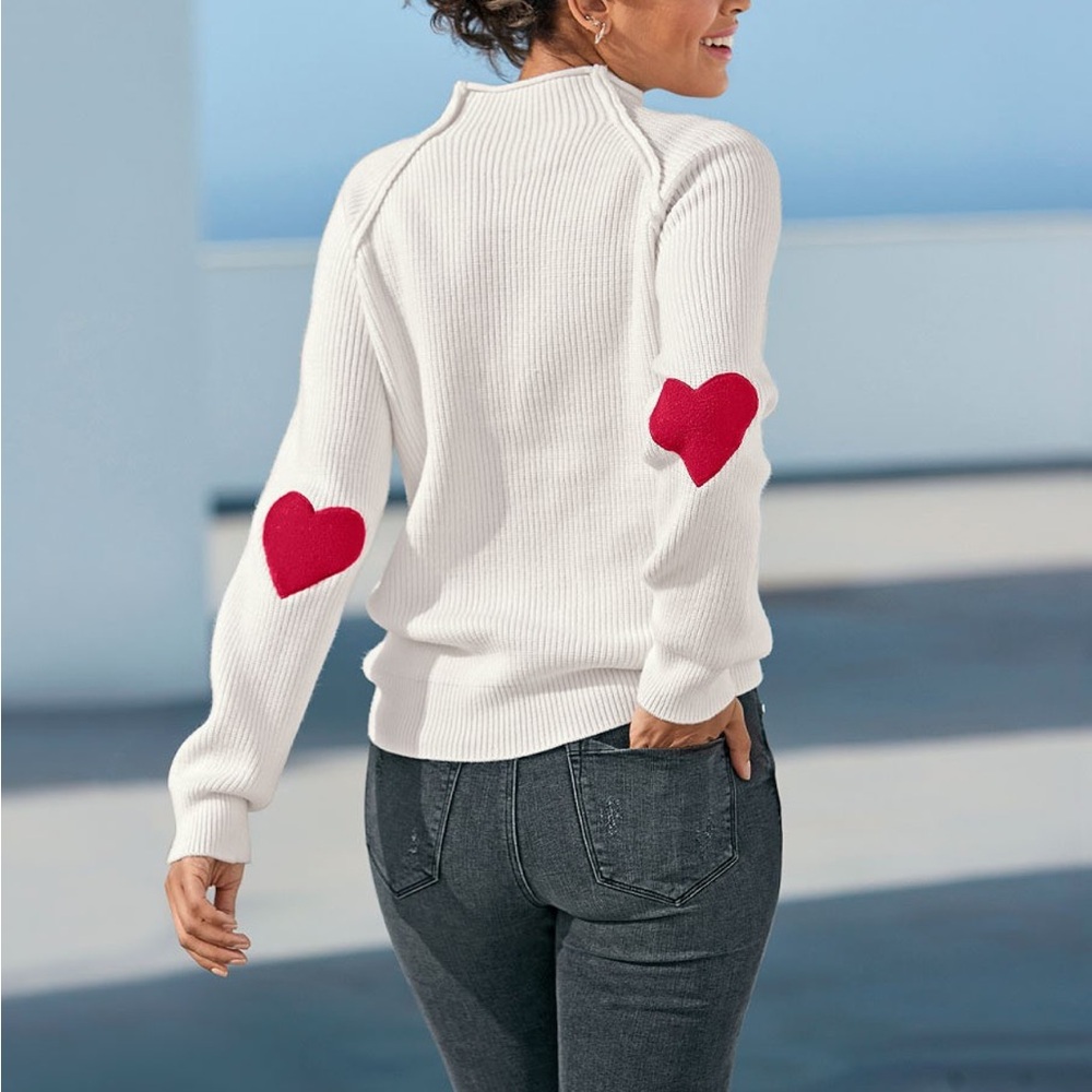 Lascana Elbow Heart Sweater, creamy white, size 8/10 - Picture 3 of 13